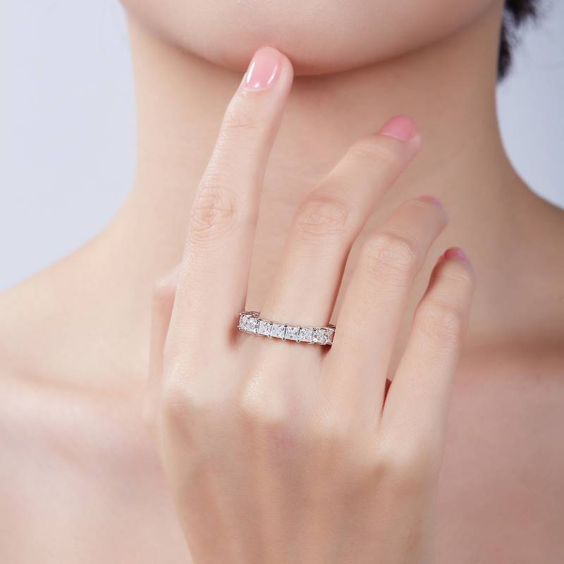 Zhengfang Full Body Ring S925 Silver Plated Platinum Moissanite Diamond Women's Ring 6.6 Carat D-Class